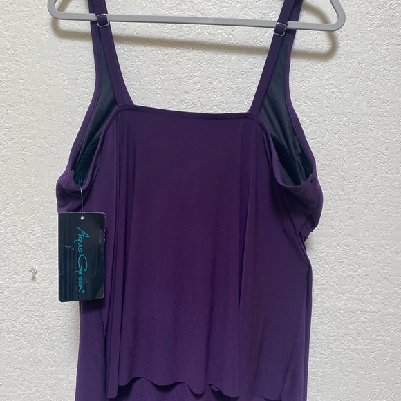 Aqua Green Swimsuit Top. Plus Size Purple & Floral - Picture 5 of 5